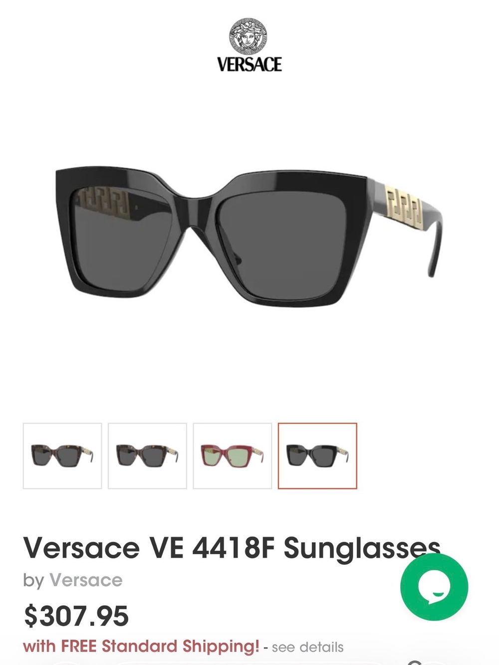 Versace Black and Gold Oversized Square Sunglasses - Picture 3 of 4